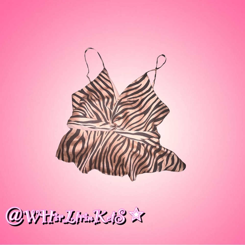 Aqua Zebra Print Strappy Blouse